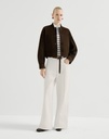 Dyed denim wide trousers with monili