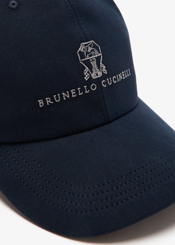 Garment-dyed twisted cotton gabardine baseball cap with embroidered logo