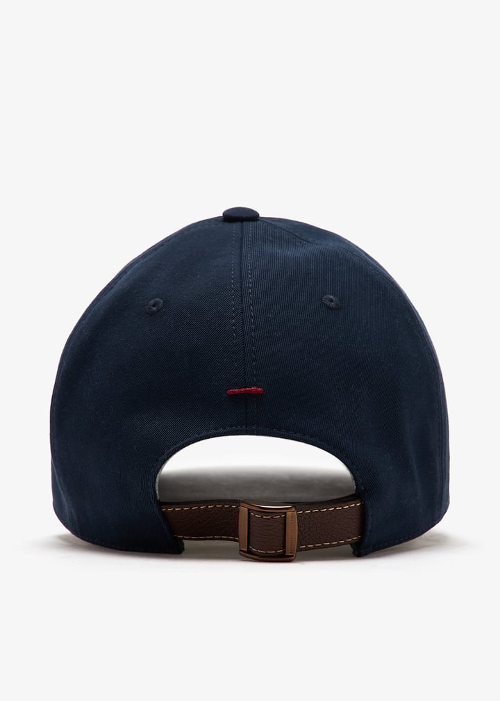 Garment-dyed twisted cotton gabardine baseball cap with embroidered logo