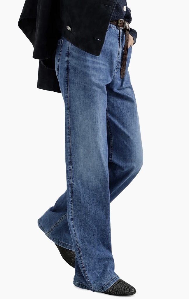 Lightweight denim contemporary loose trousers