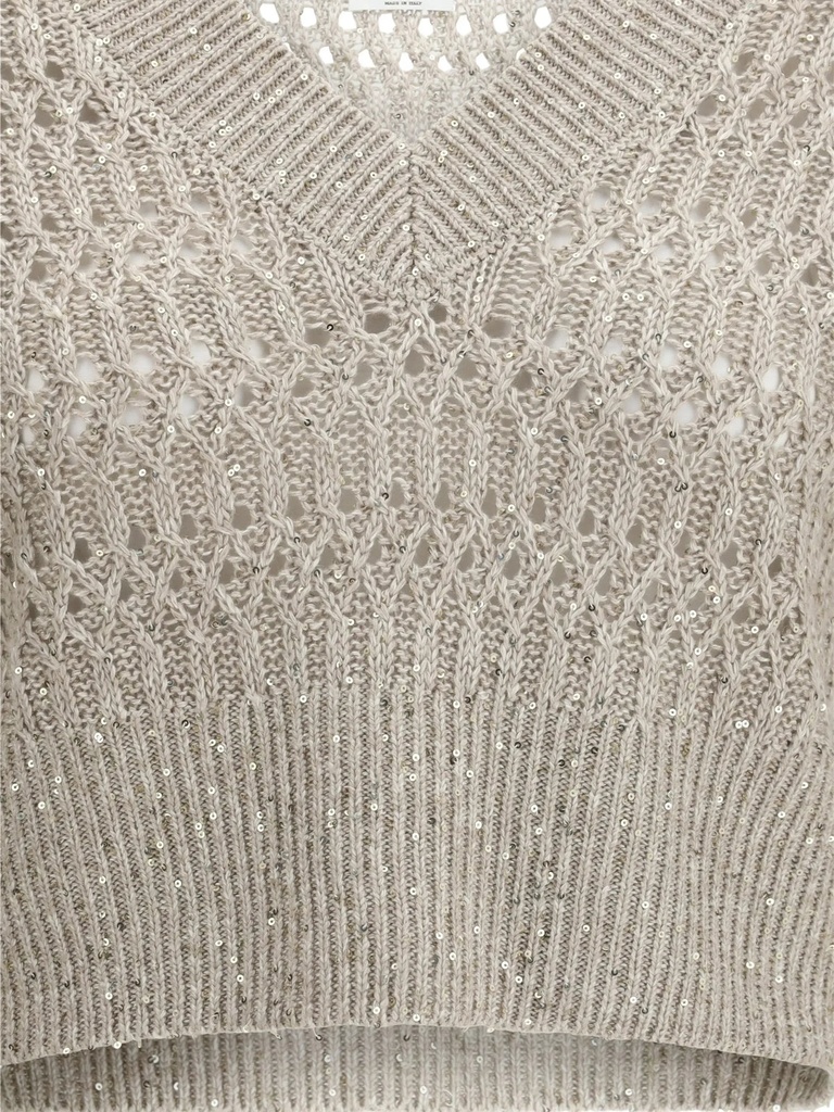Linen dazzling braids sweater