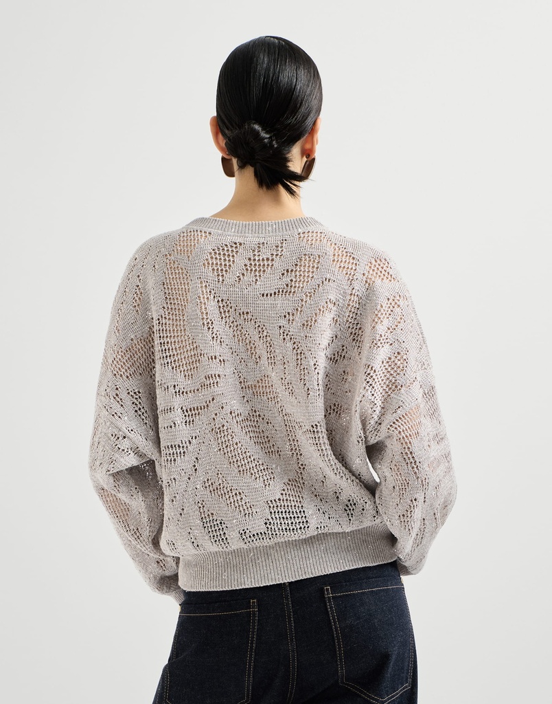 Dazzling water lillies sweater in linen and cotton