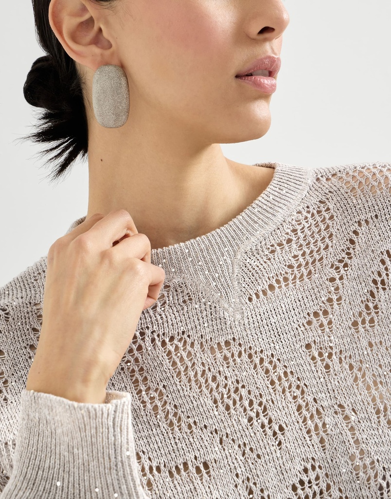 Dazzling water lillies sweater in linen and cotton
