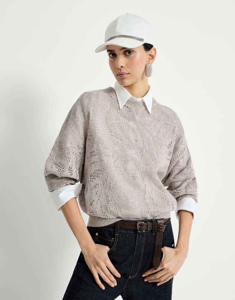 Dazzling water lillies sweater in linen and cotton