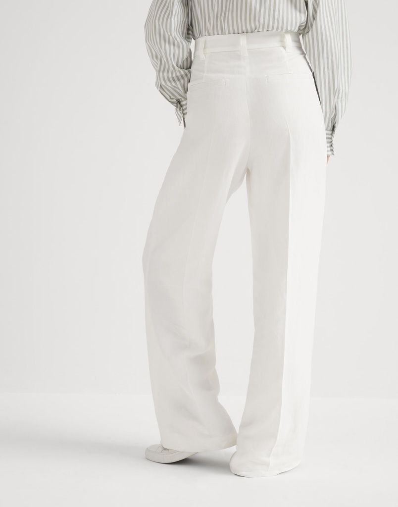Viscose and linen fluid twill sartorial wide trousers