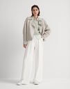 Viscose and linen fluid twill sartorial wide trousers
