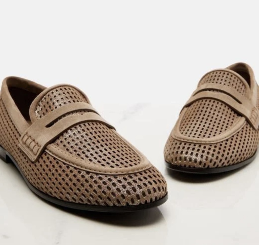 Sparkling net loafers in leather