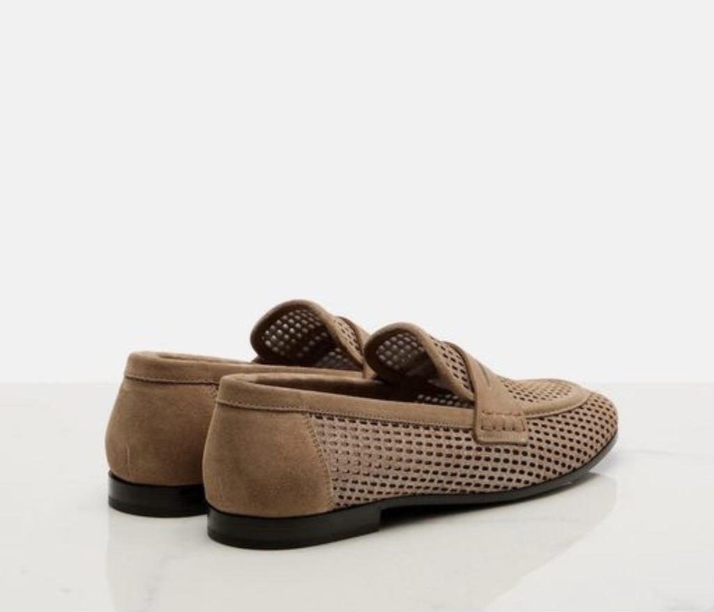 Sparkling net loafers in leather
