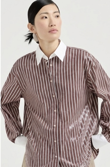 Dazzling stripes shirt in cotton poplin