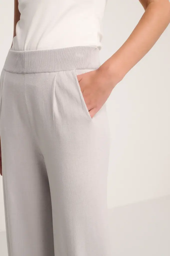 Palazzo Trousers In Cotton Silk Knit