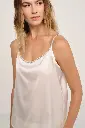 Stretch Silk Satin Top With Monili