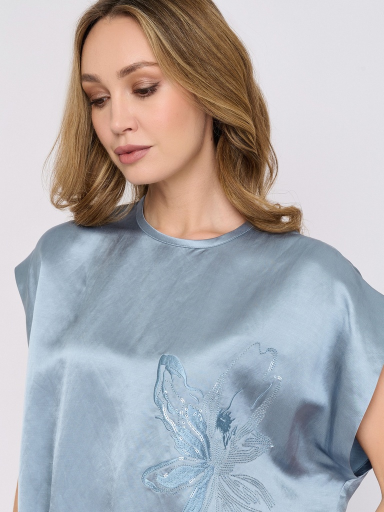 Satin Blouse With Embroidery