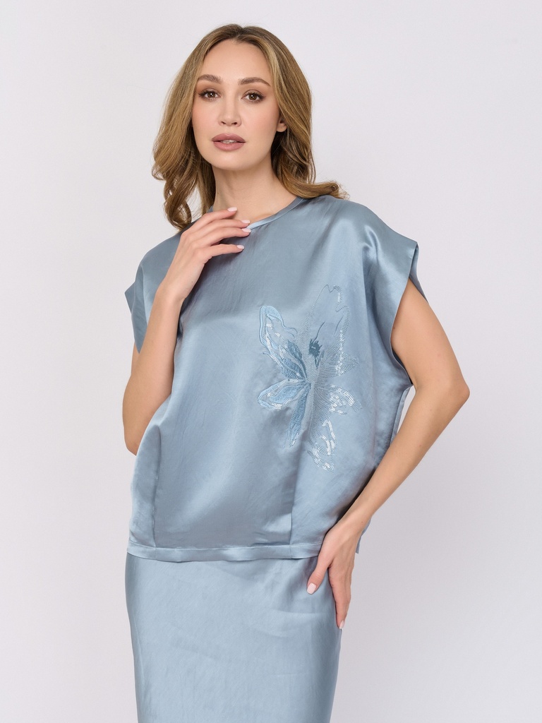 Satin Blouse With Embroidery