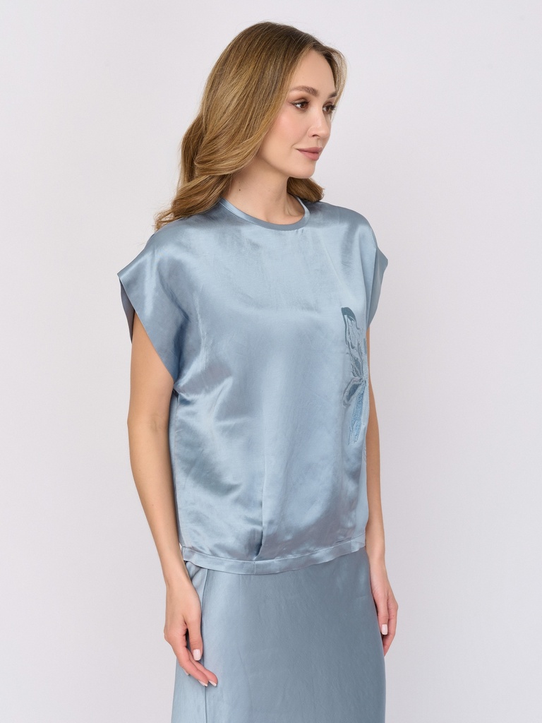 Satin Blouse With Embroidery