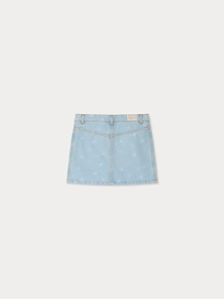 Tison Jacquard Denim Skirt With Cherry Print