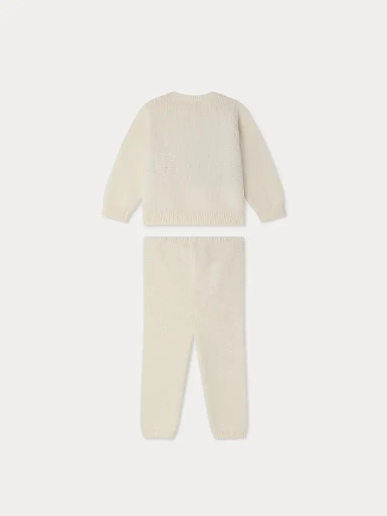 Leandre set in organic cotton and cashmere hand embroidered