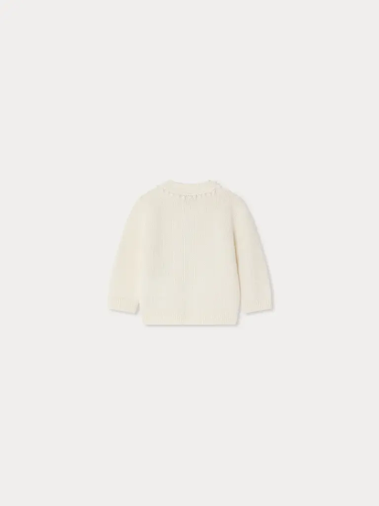 Laine cardigan in organic cotton and embroidered cashmere