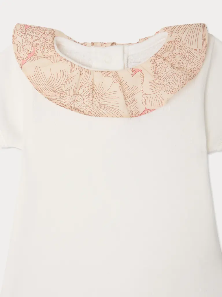 June bodysuit with Liberty fabric collar in organic cotton