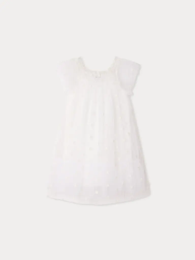 Lisabeth Dress in Tulle Embroidered with Flowers
