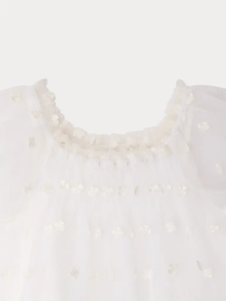 Lisabeth Dress in Tulle Embroidered with Flowers