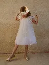 Lisabeth Dress in Tulle Embroidered with Flowers
