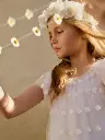 Lisabeth Dress in Tulle Embroidered with Flowers