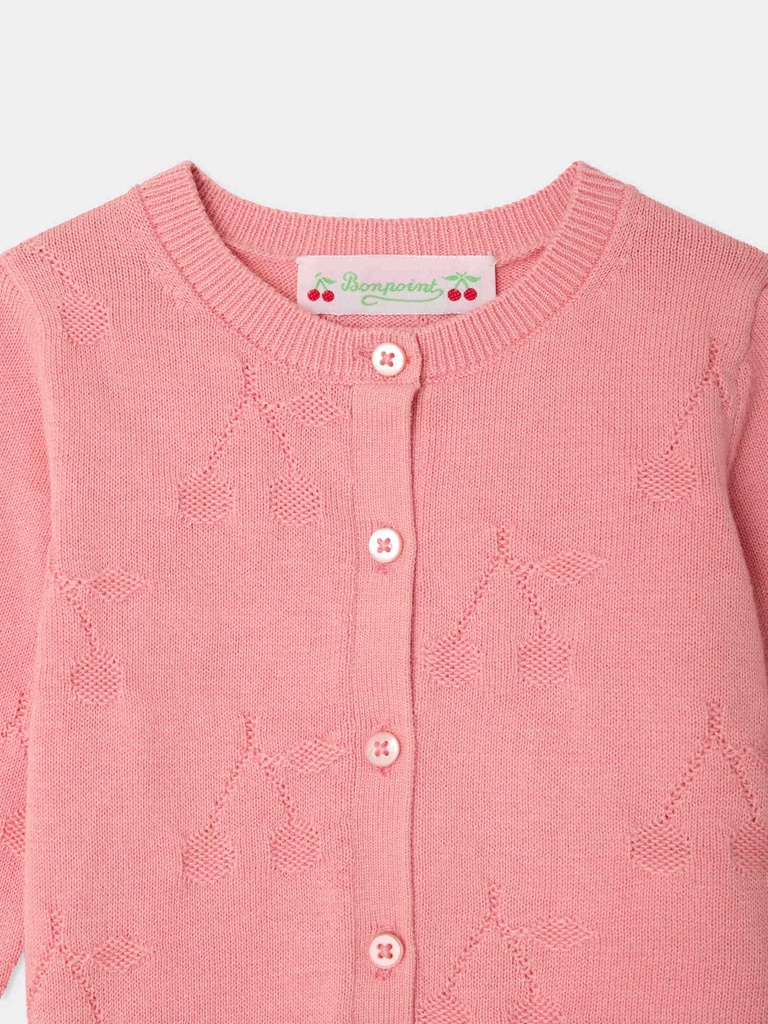 Teyana Round Neck Cardigan With Cherry Print