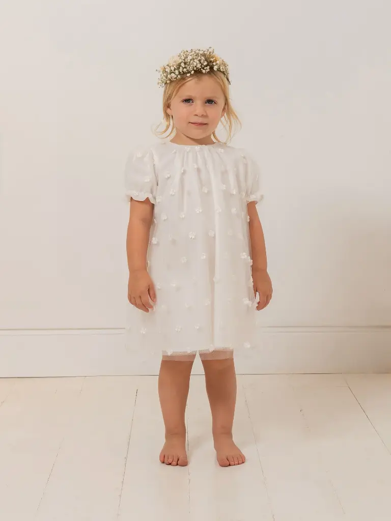 Lelisa Dress in Tulle Embroidered With Flowers
