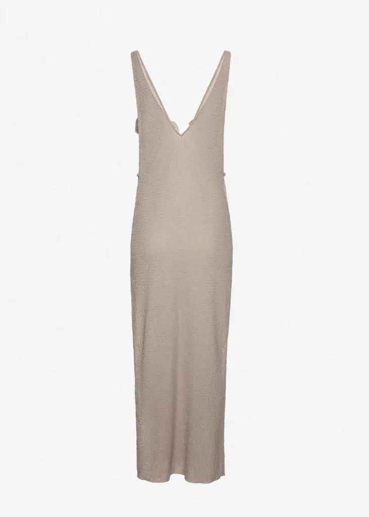 Crepe High Leg Maxi Dress In Cream
