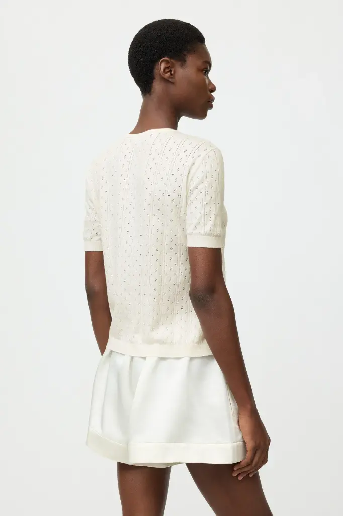 Pointelle Short Sleeve Cardigan