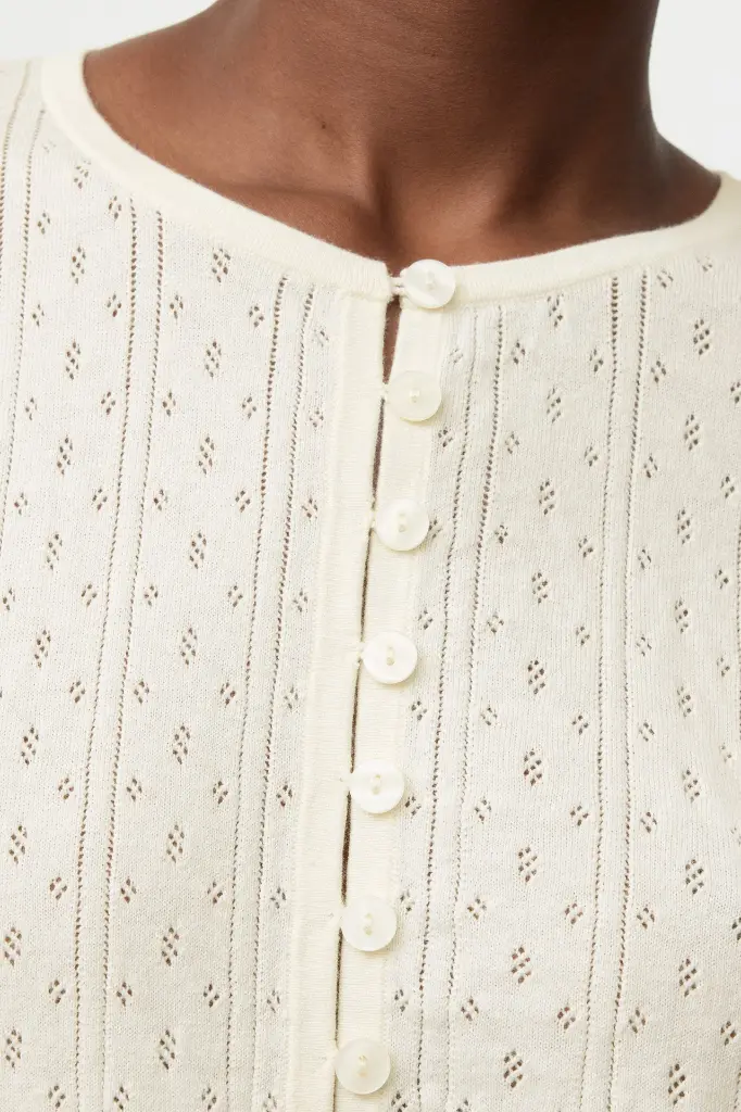 Pointelle Short Sleeve Cardigan