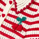 Cream And Red Stripe Knitted Top