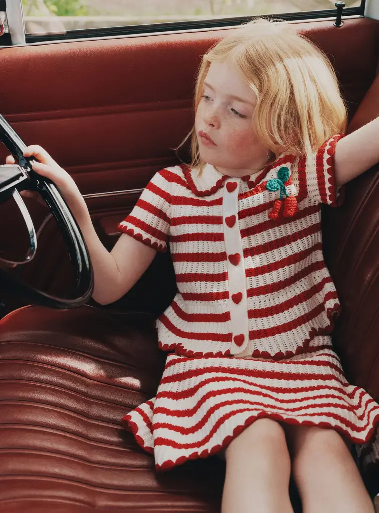 Cream And Red Stripe Knitted Top