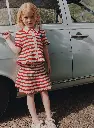 Cream And Red Stripe Knitted Skirt