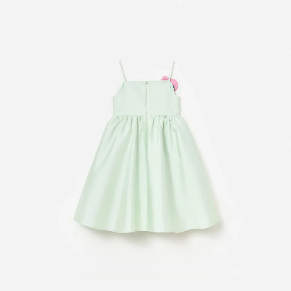 Mint Taffeta 3D Flower Dress