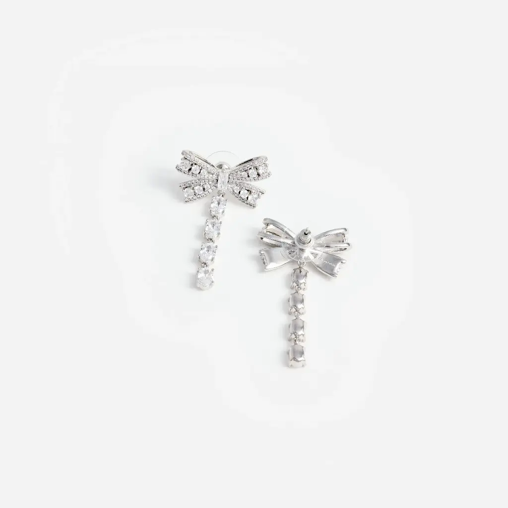 Crystal Bow Droplet Earrings