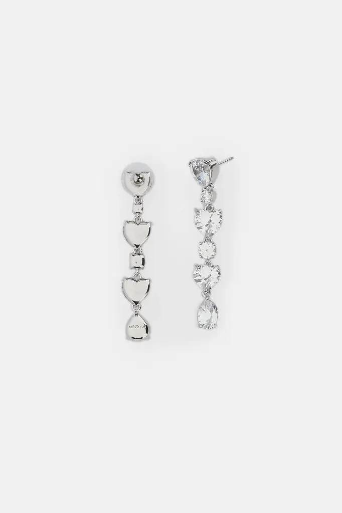 Crystal Heart Tiered Earrings