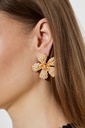Gold Pearl Encrusted Flower Earrings