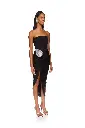 CRYSTAL LEAF AND DRAPED SKIRT CORSET DRESS