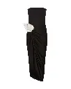 CRYSTAL LEAF AND DRAPED SKIRT CORSET DRESS