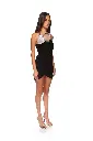 CRYSTAL LEAF NECKLINE MINI DRESS