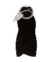 CRYSTAL LEAF NECKLINE MINI DRESS
