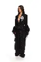 CRYSTAL LEAF TIE WAIST JACKET IN BLACK