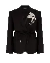 CRYSTAL LEAF TIE WAIST JACKET IN BLACK