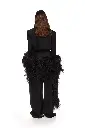 CRYSTAL LEAF TIE WAIST JACKET IN BLACK