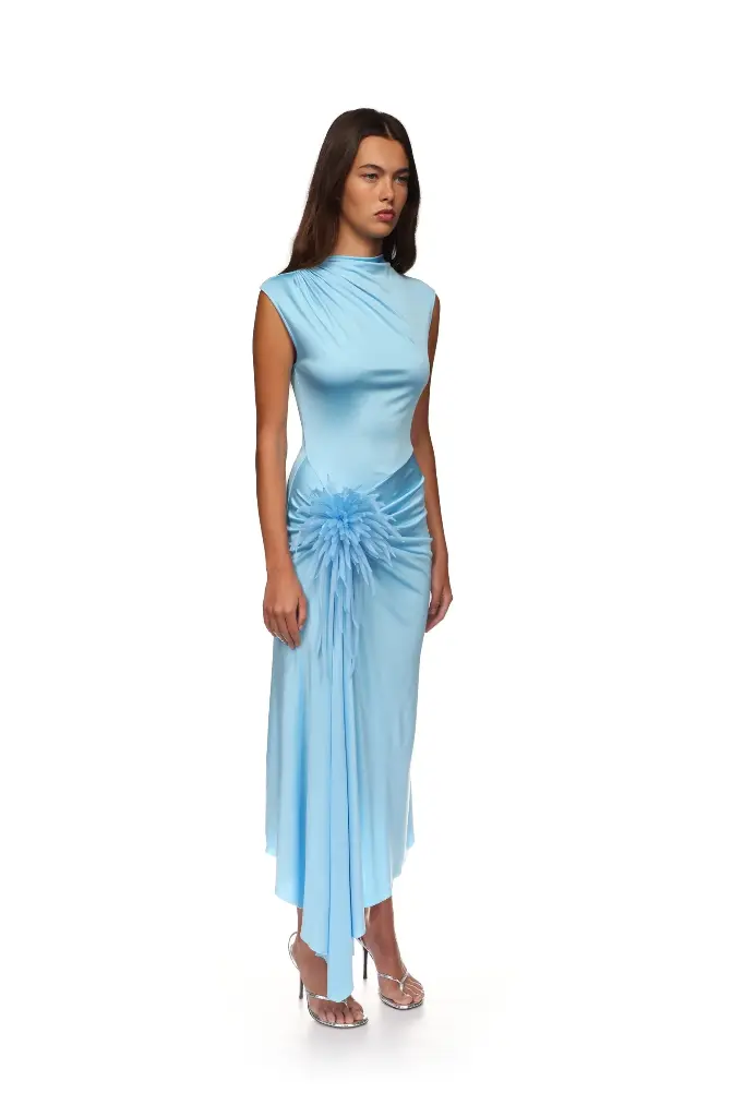 Cactus Dahlia Detail Draped Midi Dress
