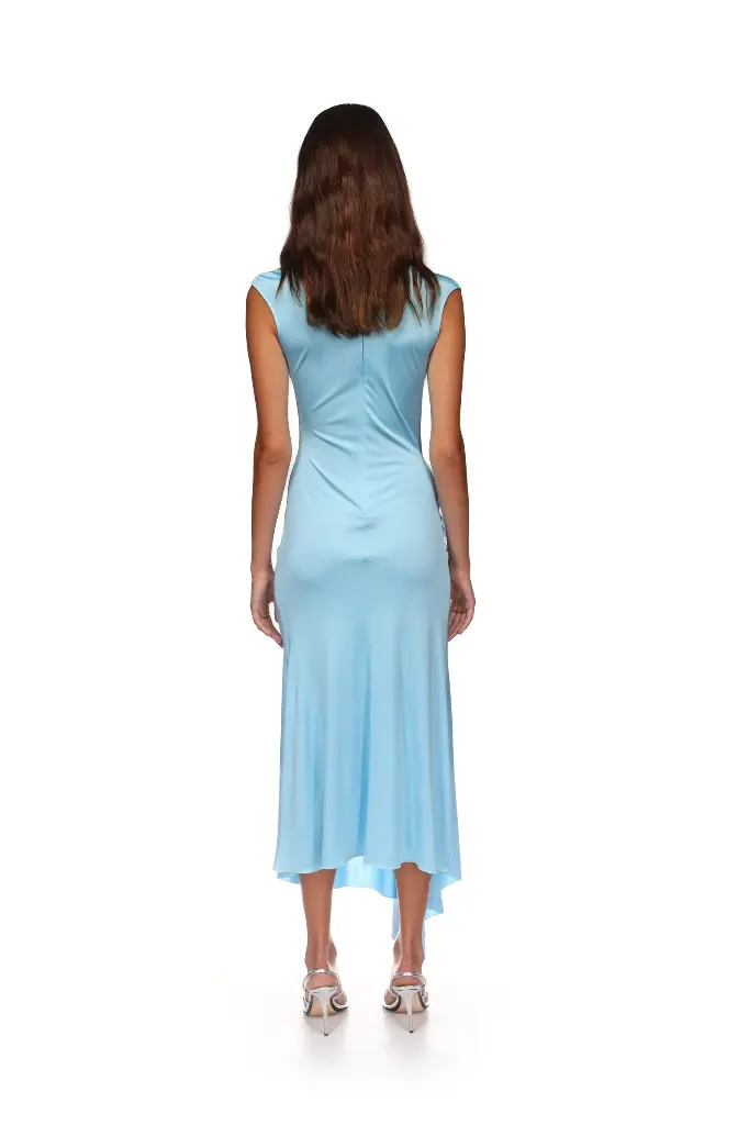 Cactus Dahlia Detail Draped Midi Dress