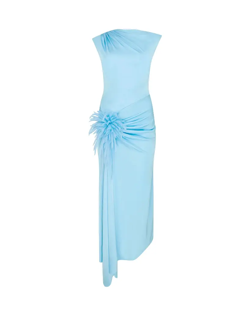 Cactus Dahlia Detail Draped Midi Dress