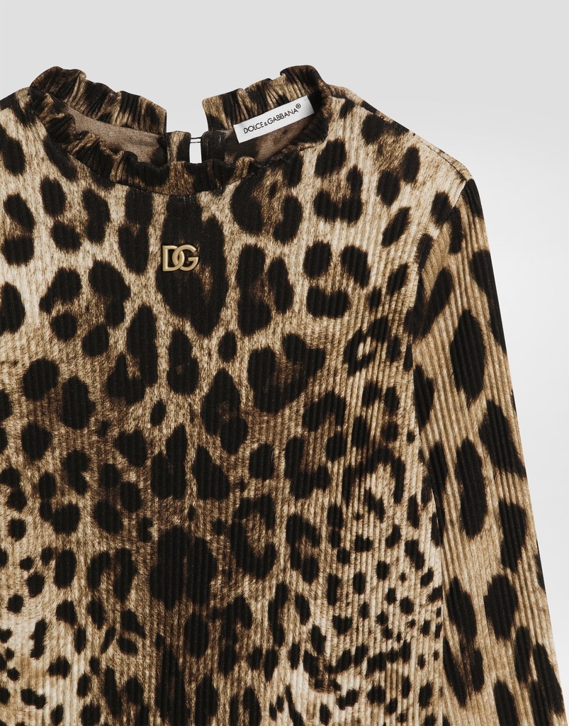 Leopard Print Ribbed Turtleneck