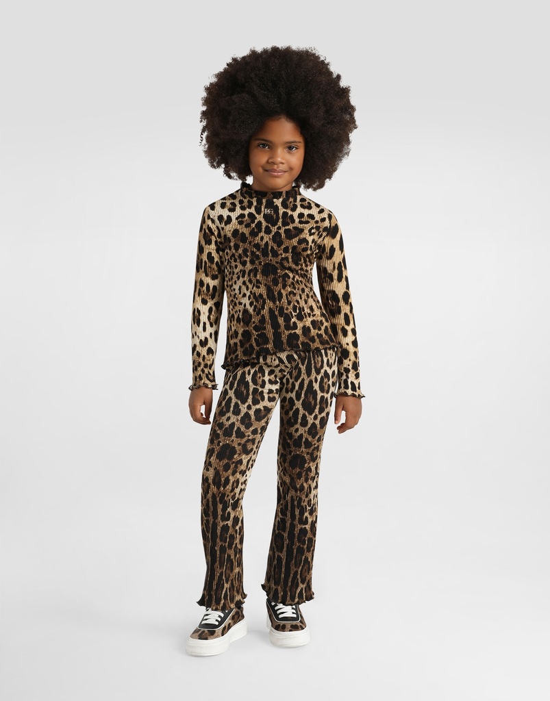 Leopard Print Ribbed Turtleneck